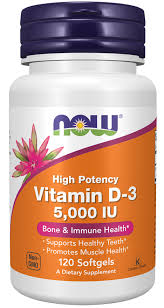Vitamins & Supplements, NOW VITAMIN D3 5000IU CAPS 120S